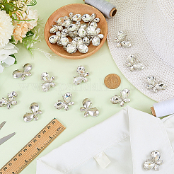 Platinum Tone Alloy Rhinestone Butterfly Cabochons&nbsp;DIY-FG0009-98B