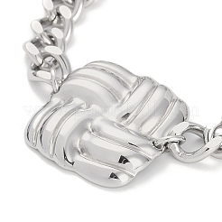 Non-Tarnish 304 Stainless Steel Cuban Link Chain Square Link Bracelets for Women&nbsp;BJEW-C071-06P
