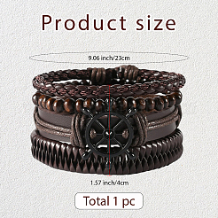 1Pc Cowhide & Imitation Leather Cord Knitted Multi-strand Bracelets&nbsp;AJEW-GF0011-50C