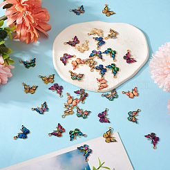 36Pcs 9 Colors Light Gold Alloy Enamel Pendants&nbsp;ENAM-TA0001-49
