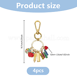 4Pcs Teachers' Day Alloy Enamel Red Apple Crayon Keychain&nbsp;KEYC-DC00062