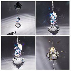 Pet Memorial Alloy Rhinestone Cat Paw Print Hanging Suncatchers&nbsp;HJEW-WH20022-03S