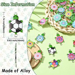 60Pcs 15 Styles Alloy Enamel Connector Charms&nbsp;ENAM-CJ0004-40