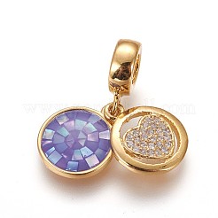 Brass Micro Pave Cubic Zirconia European Dangle Charms&nbsp;ZIRC-E159-01