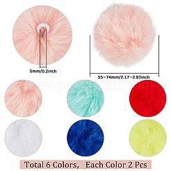 12Pcs 6 Colors Handmade Faux Rabbit Fur Pom Pom Ball Covered Pendants&nbsp;WOVE-SC0001-07