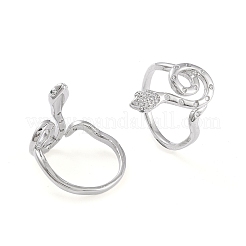 Brass Micro Pave Clear Cubic Zirconia Cuff Rings&nbsp;RJEW-P015-05