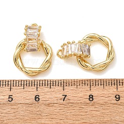 Brass Pave Clear Cubic Zirconia Pendants&nbsp;CU-CBA2907-13G