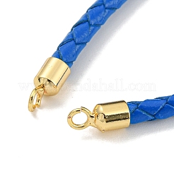 Leather Braided Cord Link Bracelets&nbsp;MAK-K022-01G-14