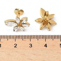 304 Stainless Steel Micro Pave Glass Cubic Zirconia Stud Earring for Women&nbsp;EJEW-K302-06G