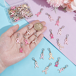 50Pcs 5 Colors Awareness Ribbon Alloy Enamel Pendant Decorations&nbsp;HJEW-PH01991
