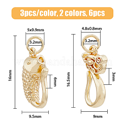 12Pcs 4 Styles Rack Plating Brass Hook Clasps&nbsp;KK-FH0005-43
