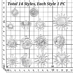 14Pcs 14 Styles 304 Stainless Steel Pendants&nbsp;STAS-PH0007-01P