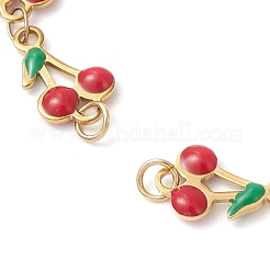 304 Stainless Steel Enamel Red Cherry Link Chain Bracelet Making&nbsp;AJEW-JB01481