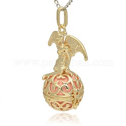 Golden Tone Brass Hollow Round Cage Pendants&nbsp;KK-J242-05G