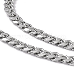 Non-Tarnish 201 Stainless Steel Cuban Link Chain Necklace with 304 Stainless Steel Clasps for Men Women&nbsp;NJEW-M194-01D-P