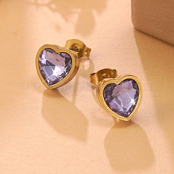 304 Stainless Steel Heart Stud Earrings&nbsp;EJEW-D347-02G