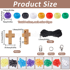 DIY Barrel Plastic & Crosdd Wood Bracelet Making Kits&nbsp;DIY-SC0027-35