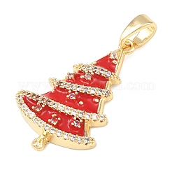 Christmas Brass Micro Pave Cubic Zirconia Pendants&nbsp;KK-K413-01D-G