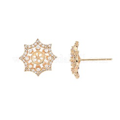 Brass Micro Pave Clear Cubic Zirconia Stud Earring Findings&nbsp;KK-S364-131