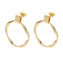 Brass Stud Dangle Earrings for Women&nbsp;KK-CBA4112-02G
