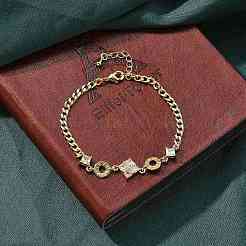 Brass Micro Pave Clear Cubic Zirconia Link Bracelets&nbsp;BJEW-U020-21G
