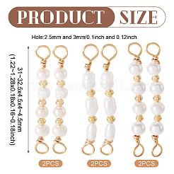 6Pcs 3 Styles Natural Cultured Freshwater Pearl Beaded Connector Charms&nbsp;PALLOY-TA00269