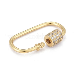 Brass Micro Pave Clear Cubic Zirconia Screw Carabiner Lock Charms&nbsp;ZIRC-E164-11G