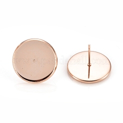 304 Stainless Steel Stud Earring Settings&nbsp;STAS-H436-20F-RG