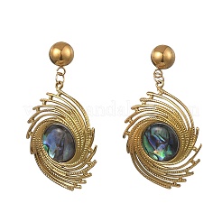 304 Stainless Steel & Natural Paua Shell Dangle Earrings for Women&nbsp;EJEW-JE07212
