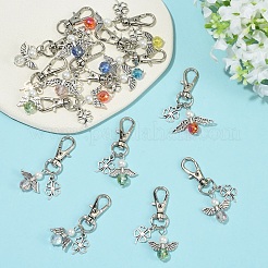20Pcs 4 Style Alloy & Glass Pendant Decorations&nbsp;HJEW-YW00370