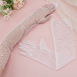 1 Pair Tulle Long Gloves for Wedding Bride Supplies&nbsp;AJEW-ME0001-73