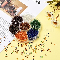 7 Colors Glass Round Seed Beads&nbsp;SEED-YW0001-24B-02