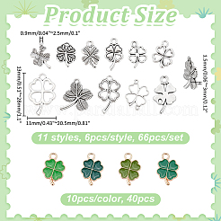 40Pcs 4 Colors Alloy Enamel Pendants&nbsp;CLOV-WR0001-02