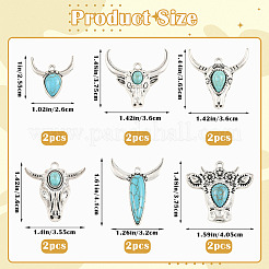 24Pcs 6 Styles Bohemian Synthetic Turquoise Cattle Pendants&nbsp;FIND-SZ0019-83