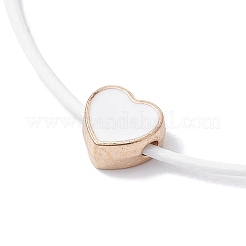 Alloy Enamel Heart Braided Bead Bracelet&nbsp;BJEW-JB09739-01