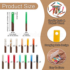 26Pcs 13 Styles Transparent & Opaque Resin & Walnut Wood Pendants&nbsp;RESI-TA0002-57