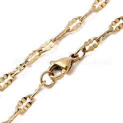304 Stainless Steel Dapped Cable Chain Necklaces&nbsp;STAS-O053-28G