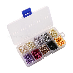 500Pcs 10 Colors Baking Paint Pearlized Glass Pearl Round Bead Strands&nbsp;HY-YW0001-02A