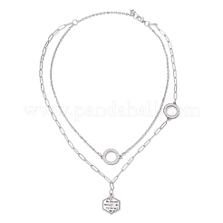 Tarnish Resistant 304 Stainless Steel Ring Link Chain Double Layer Necklaces & Bracelets Sets&nbsp;SJEW-JS01324