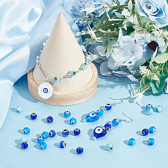 48Pcs 3 Colors Handmade Evil Eye Lampwork Round Beads&nbsp;LAMP-NB0001-85