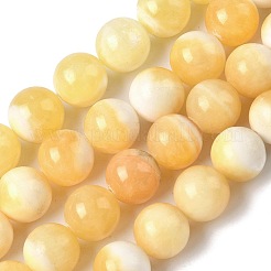 Natural Yellow Jade Beads Strands&nbsp;G-F818-A03-14mm