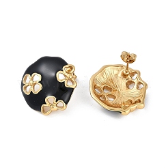Ion Plating(IP) 304 Stainless Steel Flower Stud Earrings&nbsp;EJEW-Z068-32G-01