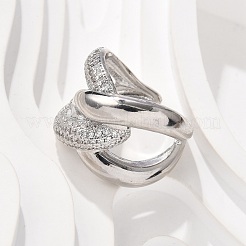 Brass Micro Pave Cubic Zirconia Cuff Finger Rings&nbsp;RJEW-C120-26P