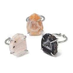 Natural Druzy Agate Cuff Open Rings&nbsp;RJEW-A084-01P