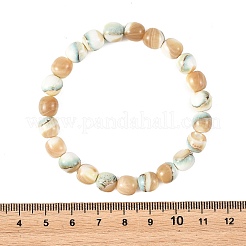 Dyed Natural Seashell Shell Round Beaded Stretch Bracelets for Women&nbsp;BJEW-JB14397