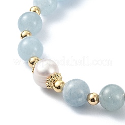 Natural Mixed Gemstone & Pearl Beaded Stretch Bracelet&nbsp;BJEW-JB09360