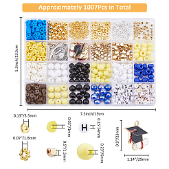 Graduate Theme Acrylic Beaded Stretch Bracelet with Alloy Enamel Charms DIY Making Finding Kit&nbsp;DIY-FH0006-73
