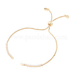 Adjustable Brass Micro Pave Cubic Zirconia Chain Bracelet Making&nbsp;ZIRC-CJ0001-01G