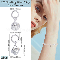 2Pcs 925 Sterling Silver Dice Charms&nbsp;STER-BBC0008-43