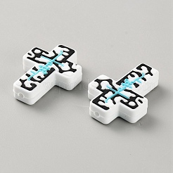 Halloween Cross Silicone Beads&nbsp;LS-SIL-WH0025-01F